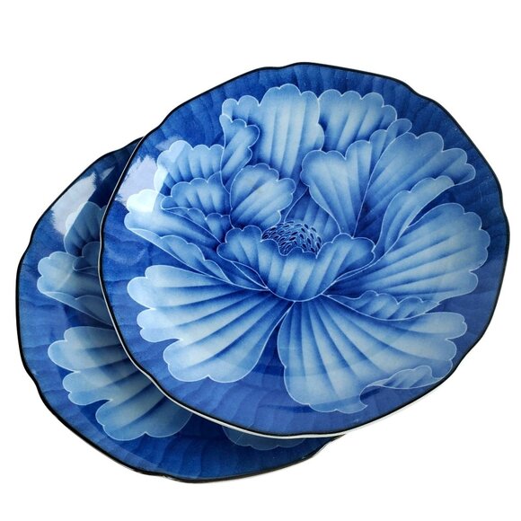 Arita Ware Japanese Porcelain 3 Bowls Blue Cobalt Pottery Floral Designs - Picture 3 of 10